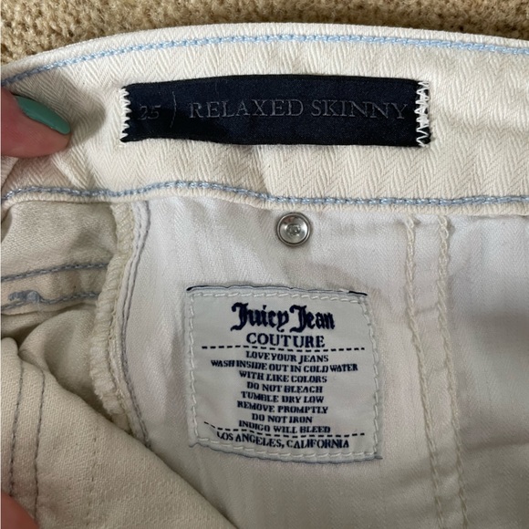 ✨VINTAGE Juicy Jean Couture Cream Relaxed Skinny - Picture 8 of 8